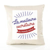 Housse de Coussin Premium secrétaire Meilleure Monde - Coton Canvas Fairtrade Beige Idée Cadeau Décoration Canapé