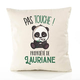 Housse de Coussin Premium Lauriane Pas Touche Panda - Coton Canvas Fairtrade Beige Idée Cadeau Décoration Canapé 40x40