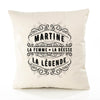 Housse de Coussin Premium Martine Déesse légende Noire - Coton Canvas Fairtrade Beige Idée Cadeau Décoration Canapé