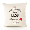 Housse de Coussin Premium Lilou d'amour - Coton Canvas Fairtrade Beige Idée Cadeau Décoration Canapé 40x40