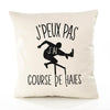 Housse de Coussin Premium Course de Haies 2 Version Blanc - Coton Canvas Fairtrade Beige Idée Cadeau Décoration Canapé