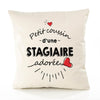 Housse de Coussin Premium Stagiaire d'amour - Coton Canvas Fairtrade Beige Idée Cadeau Décoration Canapé 40x40