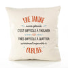 Housse de Coussin Premium Une Janine Aussi géniale - Coton Canvas Fairtrade Beige Idée Cadeau Décoration Canapé