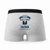 Caleçon Papa Patron - Humour Boxer Gris Idée Cadeau Fête des Pères