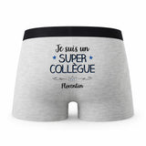 Caleçon Florentin Un Super Collègue - Humour Boxer Gris Idée Cadeau