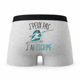 Caleçon Escrime - Humour Boxer Gris Idée Cadeau Passion