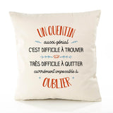 Housse de Coussin Premium Un Quentin Aussi génial - Coton Canvas Fairtrade Beige Idée Cadeau Décoration Canapé