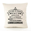 Housse de Coussin Premium Commissionnaire Grand cru - Coton Canvas Fairtrade Beige Idée Cadeau Décoration Canapé