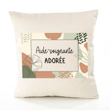 Housse de Coussin Femme Aide-Soignante Adorée Design Graphique déco Salon canapé Chambre Cadeau Femme Anniversaire noël Coussin décoratif Motif Floral