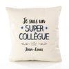 Housse de Coussin Premium Jean-Louis Un Super Collègue - Coton Canvas Fairtrade Beige Idée Cadeau Décoration Canapé 40x40