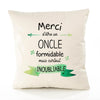 Housse de Coussin Premium Merci Oncle Inoubliable - Coton Canvas Fairtrade Beige Idée Cadeau Décoration Canapé