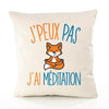Housse de Coussin Premium méditation Renard Version Blanc - Coton Canvas Fairtrade Beige Idée Cadeau Décoration Canapé
