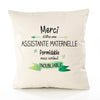 Housse de Coussin Premium Merci Assistante Maternelle Inoubliable Femme - Coton Canvas Fairtrade Beige Idée Cadeau Décoration Canapé