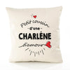 Housse de Coussin Premium Charlene d'amour - Coton Canvas Fairtrade Beige Idée Cadeau Décoration Canapé 40x40