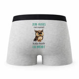 Caleçon Jean-Hugues Le Plus Chouette - Humour Boxer Gris Idée Cadeau