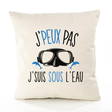Housse de Coussin Premium apnée sous l'eau Version Blanc - Coton Canvas Fairtrade Beige Idée Cadeau Décoration Canapé
