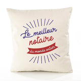 Housse de Coussin Premium notaire Meilleur Monde - Coton Canvas Fairtrade Beige Idée Cadeau Décoration Canapé