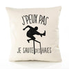 Housse de Coussin Premium Course de Haies Version Blanc - Coton Canvas Fairtrade Beige Idée Cadeau Décoration Canapé