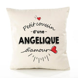 Housse de Coussin Premium Angelique d'amour - Coton Canvas Fairtrade Beige Idée Cadeau Décoration Canapé 40x40