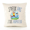 Housse de Coussin Premium animateur Version Blanc - Coton Canvas Fairtrade Beige Idée Cadeau Décoration Canapé