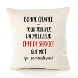 Housse de Coussin Premium Chef de Service ça n'existe Pas Homme - Coton Canvas Fairtrade Beige Idée Cadeau Décoration Canapé