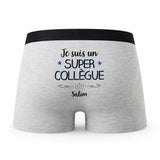 Caleçon Salim Un Super Collègue - Humour Boxer Gris Idée Cadeau