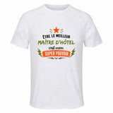Maillot de Sport Homme Meilleur Maitre dhotel Super Pouvoir Cadeau Anniversaire Noël Fête des Pères T-Shirt Respirant Polyester