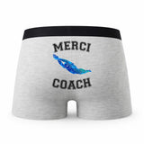 Caleçon Merci Coach - Humour Boxer Gris Passion Sport Idée Cadeau