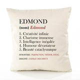 Housse de Coussin Premium Edmond Définition - Coton Canvas Fairtrade Beige Idée Cadeau Décoration Canapé