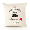 Housse de Coussin Premium Lina d'amour - Coton Canvas Fairtrade Beige Idée Cadeau Décoration Canapé 40x40