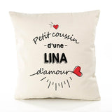 Housse de Coussin Premium Lina d'amour - Coton Canvas Fairtrade Beige Idée Cadeau Décoration Canapé 40x40