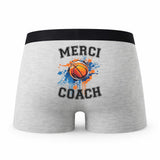 Caleçon Merci Basket - Humour Boxer Gris Passion Sport Idée Cadeau