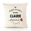 Housse de Coussin Premium Claude d'amour - Coton Canvas Fairtrade Beige Idée Cadeau Décoration Canapé 40x40