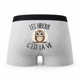 Caleçon Hibou - Humour Boxer Gris Passion Idée Cadeau