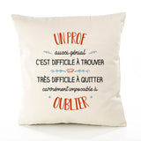 Housse de Coussin Premium Un Prof Aussi génial - Coton Canvas Fairtrade Beige Idée Cadeau Décoration Canapé