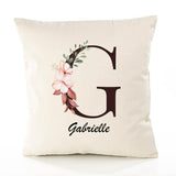 Housse de Coussin Premium Gabrielle Lettre - Coton Canvas Fairtrade Beige Idée Cadeau Décoration Canapé