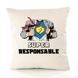 Housse de Coussin Premium Super Responsable - Coton Canvas Fairtrade Beige Idée Cadeau Décoration Canapé