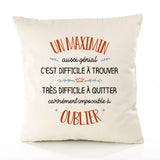 Housse de Coussin Premium Un Maximin Aussi génial - Coton Canvas Fairtrade Beige Idée Cadeau Décoration Canapé
