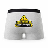 Caleçon Zone Privee De Jean-Christophe - Humour Boxer Gris Idée Cadeau
