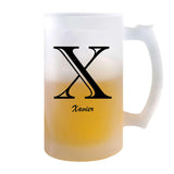 Verre à Bière Xavier Lettre | Chope de Bière Pinte | Idée Cadeau Prénom Anniversaire Papa Collègue Départ Retraite Noël