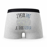 Caleçon Codeur Coding Coder - Humour Boxer Gris Idée Cadeau Passion