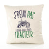 Housse de Coussin Premium Tracteur Version Blanc - Coton Canvas Fairtrade Beige Idée Cadeau Décoration Canapé