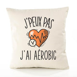 Housse de Coussin Premium aérobic Version Blanc - Coton Canvas Fairtrade Beige Idée Cadeau Décoration Canapé