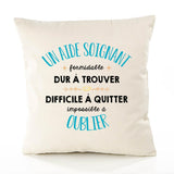 Housse de Coussin Premium Un Aide Soignant Formidable - Coton Canvas Fairtrade Beige Idée Cadeau Décoration Canapé