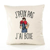 Housse de Coussin Premium Boxe Version Blanc - Coton Canvas Fairtrade Beige Idée Cadeau Décoration Canapé