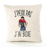 Housse de Coussin Premium Boxe Version Blanc - Coton Canvas Fairtrade Beige Idée Cadeau Décoration Canapé