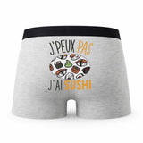 Caleçon Sushi - Humour Boxer Gris Idée Cadeau Passion