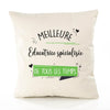 Housse de Coussin Premium Educatrice Spécialisée Meilleure Temps Femme - Coton Canvas Fairtrade Beige Idée Cadeau Décoration Canapé