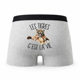 Caleçon Tigre - Humour Boxer Gris Passion Idée Cadeau