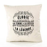 Housse de Coussin Premium ÉLODIE Déesse légende Noire - Coton Canvas Fairtrade Beige Idée Cadeau Décoration Canapé
